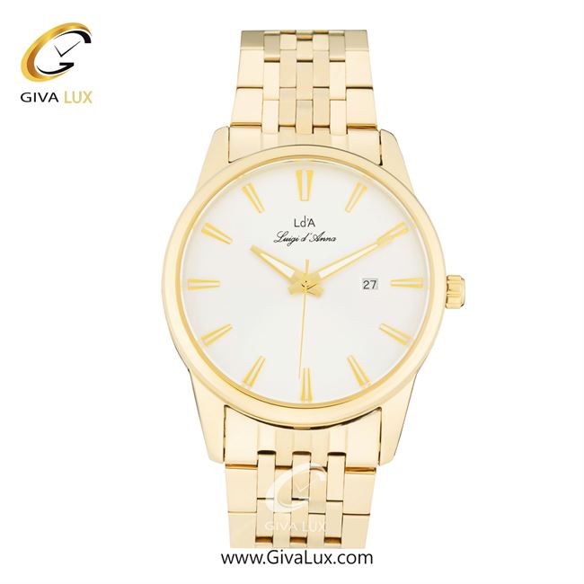 ساعت مچی اورجینال مردانه LdA | لوئیجی د آنا | Luigi d'Ana طلایی | طلایی| کرم| کد رفرنس 2482